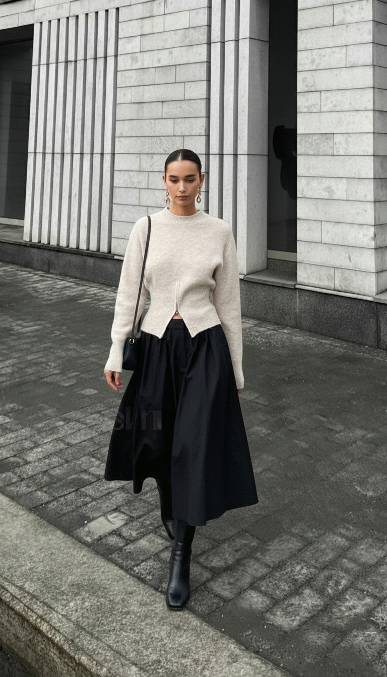 Pullover Damen grau tailliert mit V-Ausschnitt - 6 - Atelier-Zofia