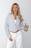 Cardigan Damen grau lässig mit Reißverschluss und weitem Schnitt - 1 - Atelier-Zofia