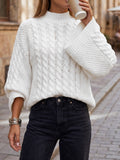 Pullover Damen weiß weit geschnitten mit hohem Kragen - 1 - Atelier-Zofia
