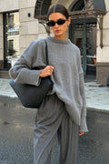 Pullover Damen grau oversized mit Rundhalsausschnitt - 1 - Atelier-Zofia