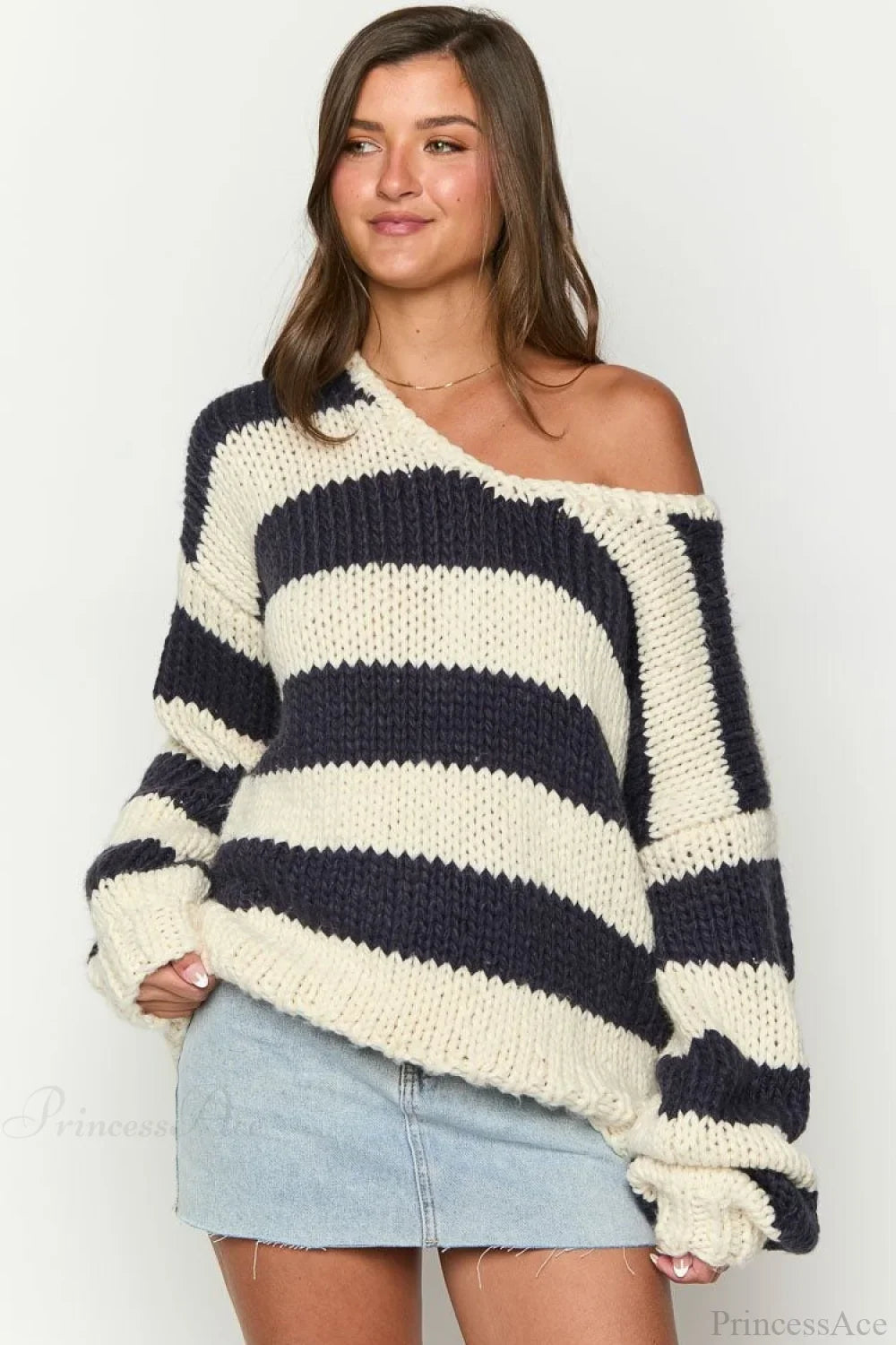 Pullover Damen schwarz-weiß gestreift im Oversized-Schnitt - 3 - Atelier-Zofia