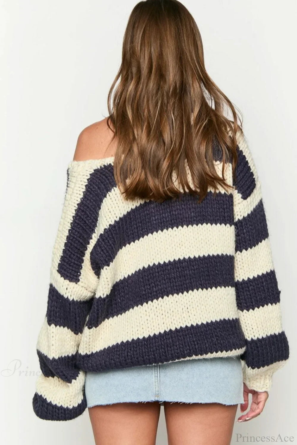 Pullover Damen schwarz-weiß gestreift im Oversized-Schnitt - 4 - Atelier-Zofia