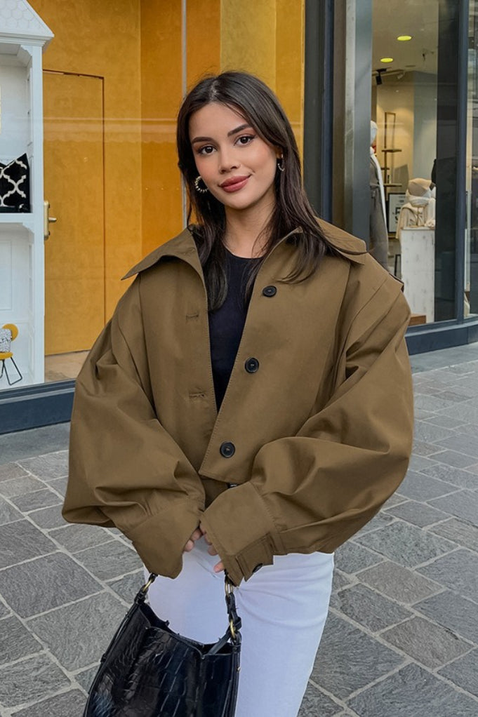 Jacke Damen braun oversized mit großen Ärmeln - 1 - Atelier-Zofia