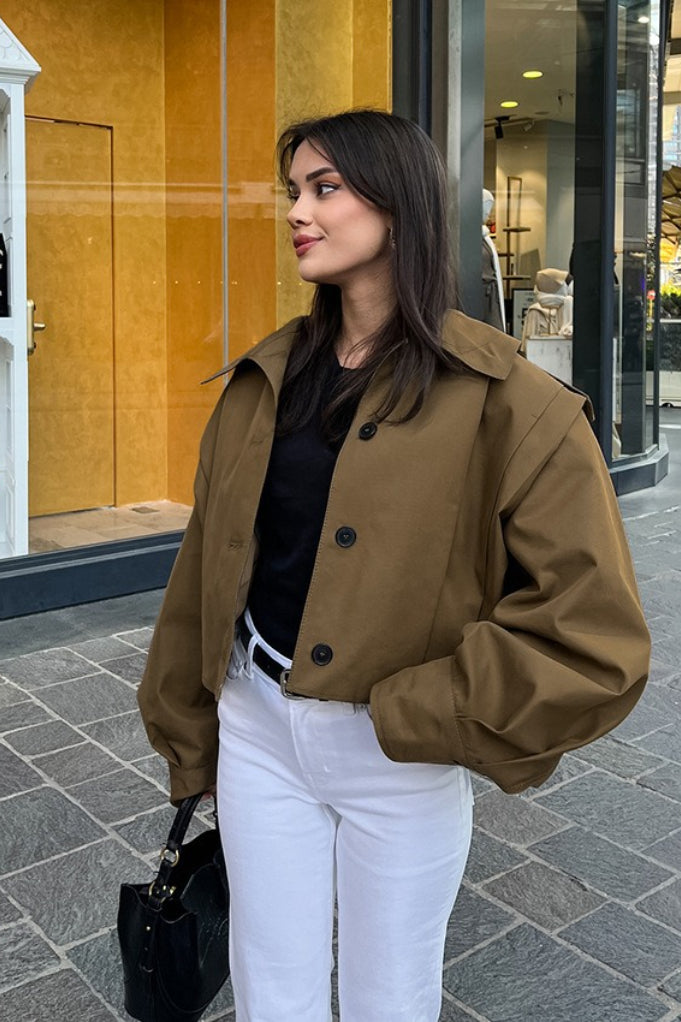 Jacke Damen braun oversized mit großen Ärmeln - 2 - Atelier-Zofia