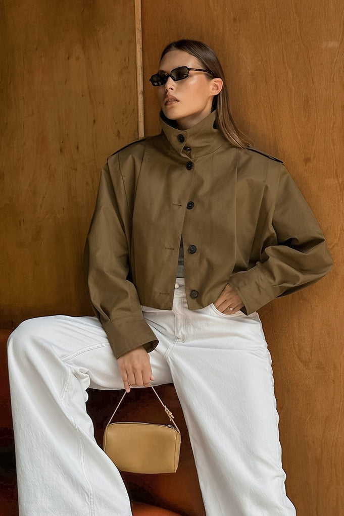 Jacke Damen braun oversized mit großen Ärmeln - 4 - Atelier-Zofia