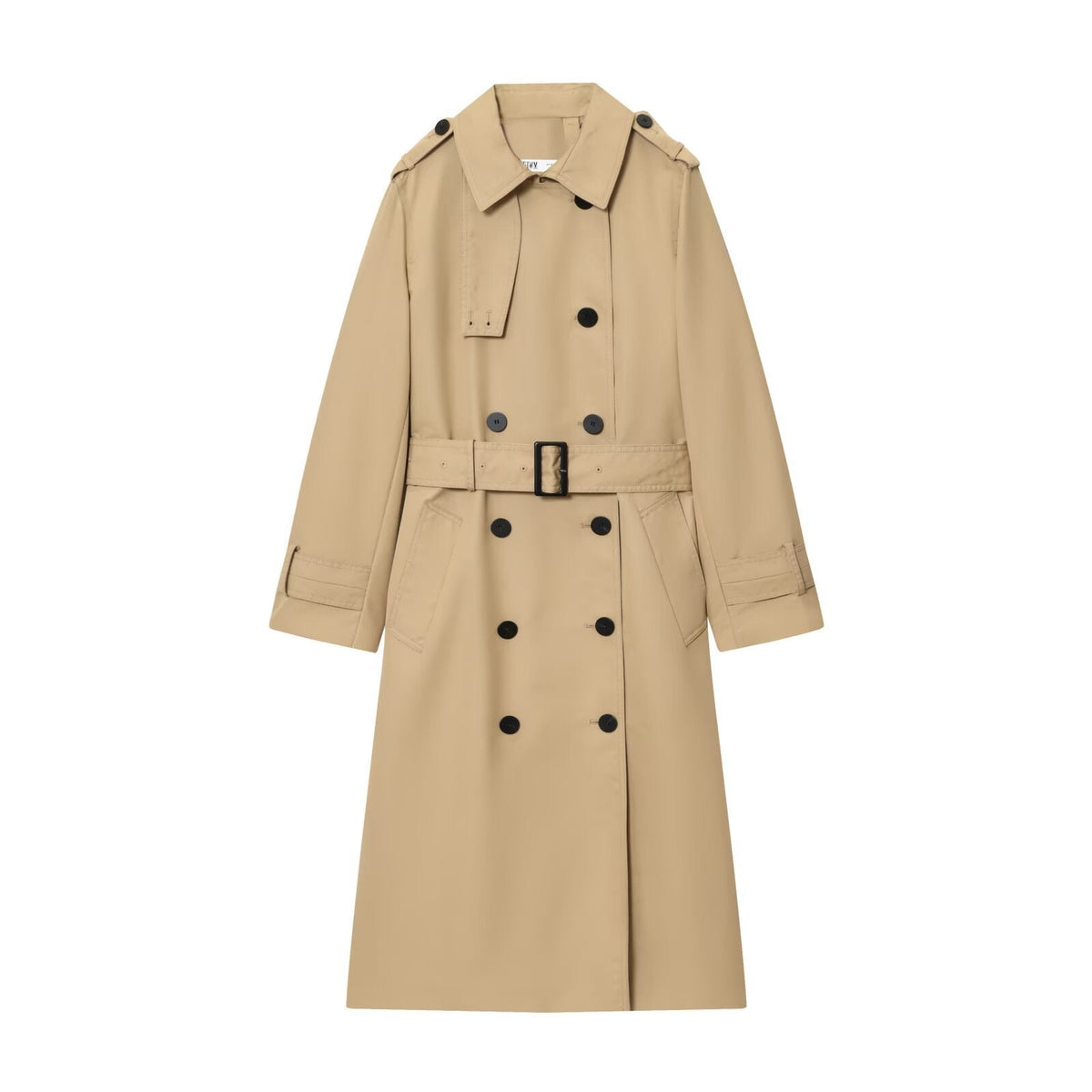 Trenchcoat Damen beige tailliert mit Gürtel und doppelter Knopfreihe - 1 - Atelier-Zofia