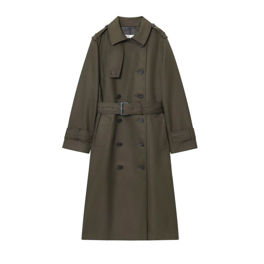 Trenchcoat Damen beige tailliert mit Gürtel und doppelter Knopfreihe - 3 - Atelier-Zofia