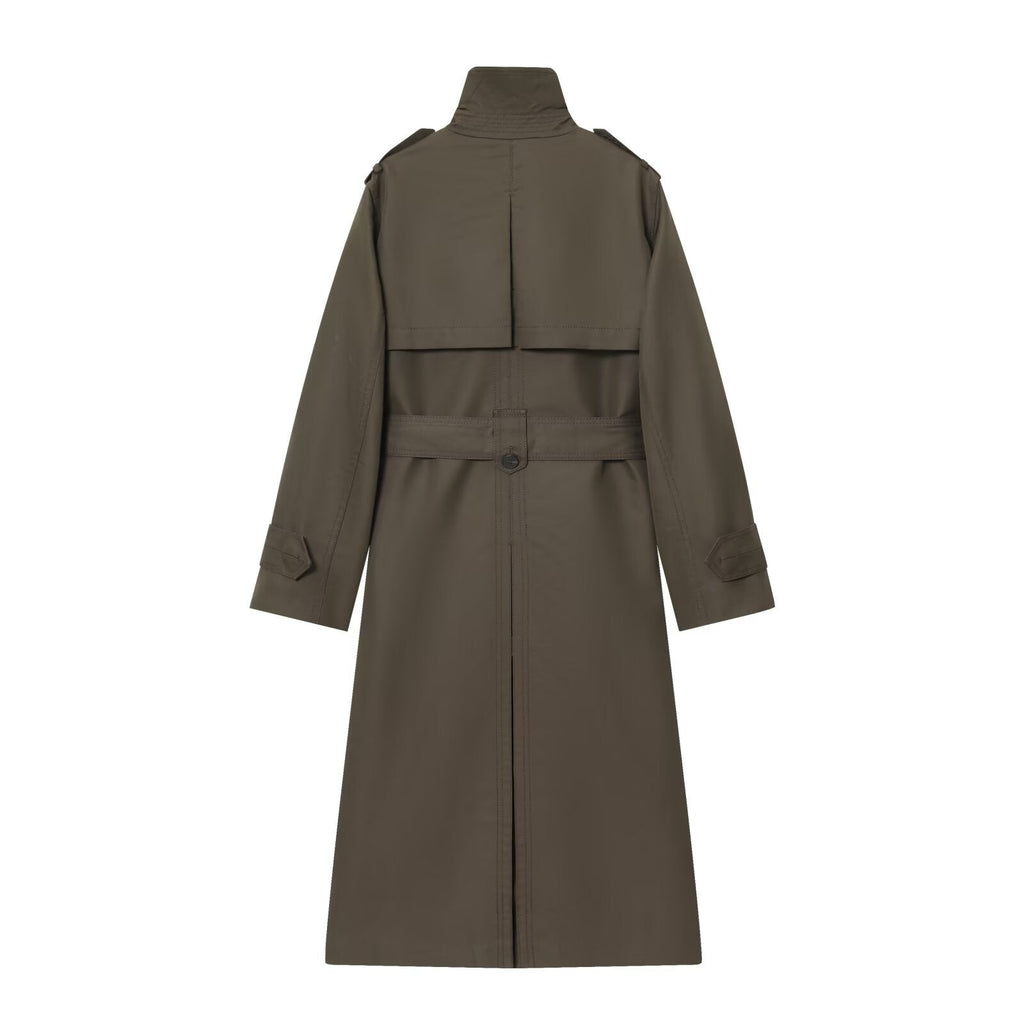 Trenchcoat Damen beige tailliert mit Gürtel und doppelter Knopfreihe - 4 - Atelier-Zofia