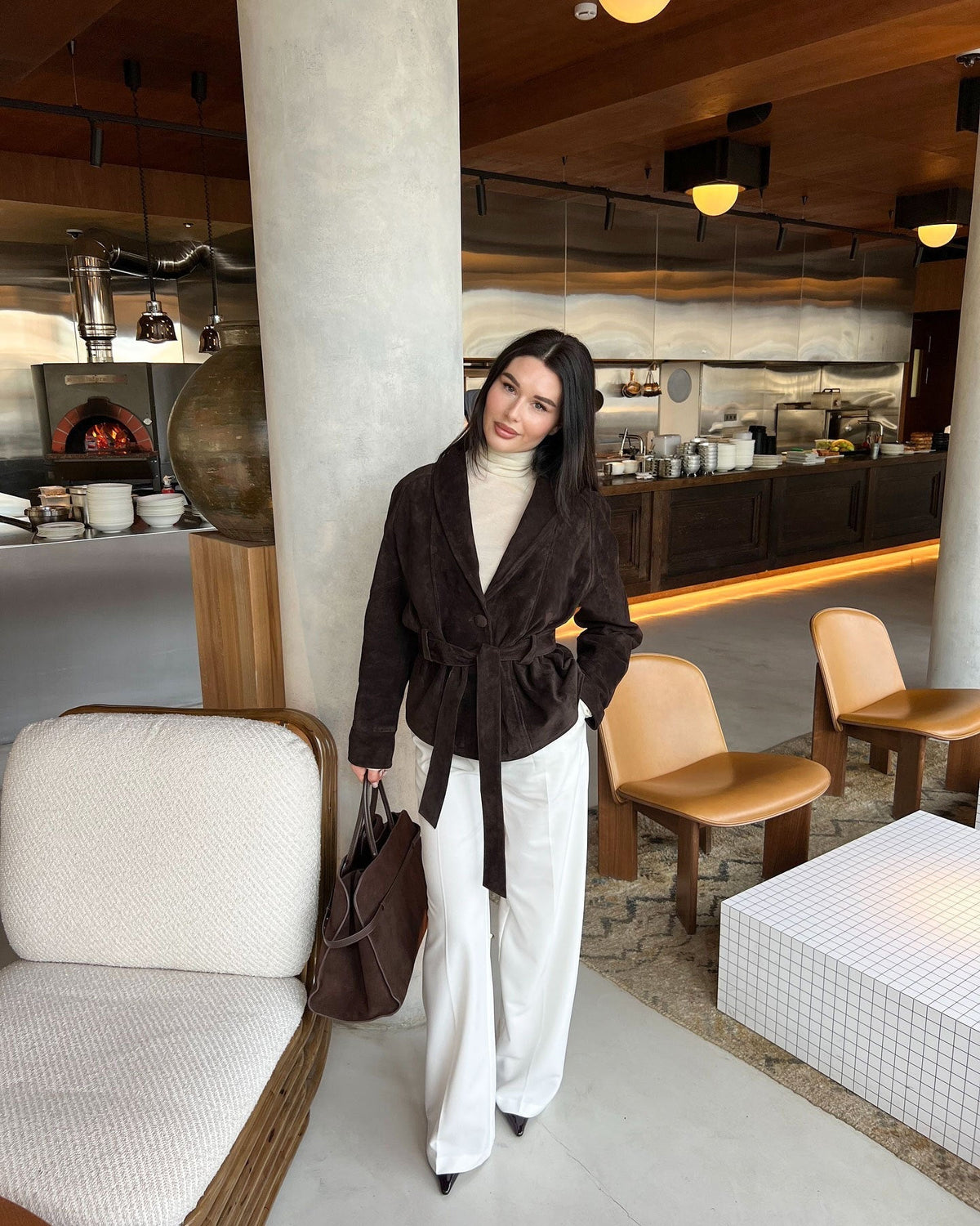 Jacke Damen braun tailliert mit Gürtel - 5 - Atelier-Zofia