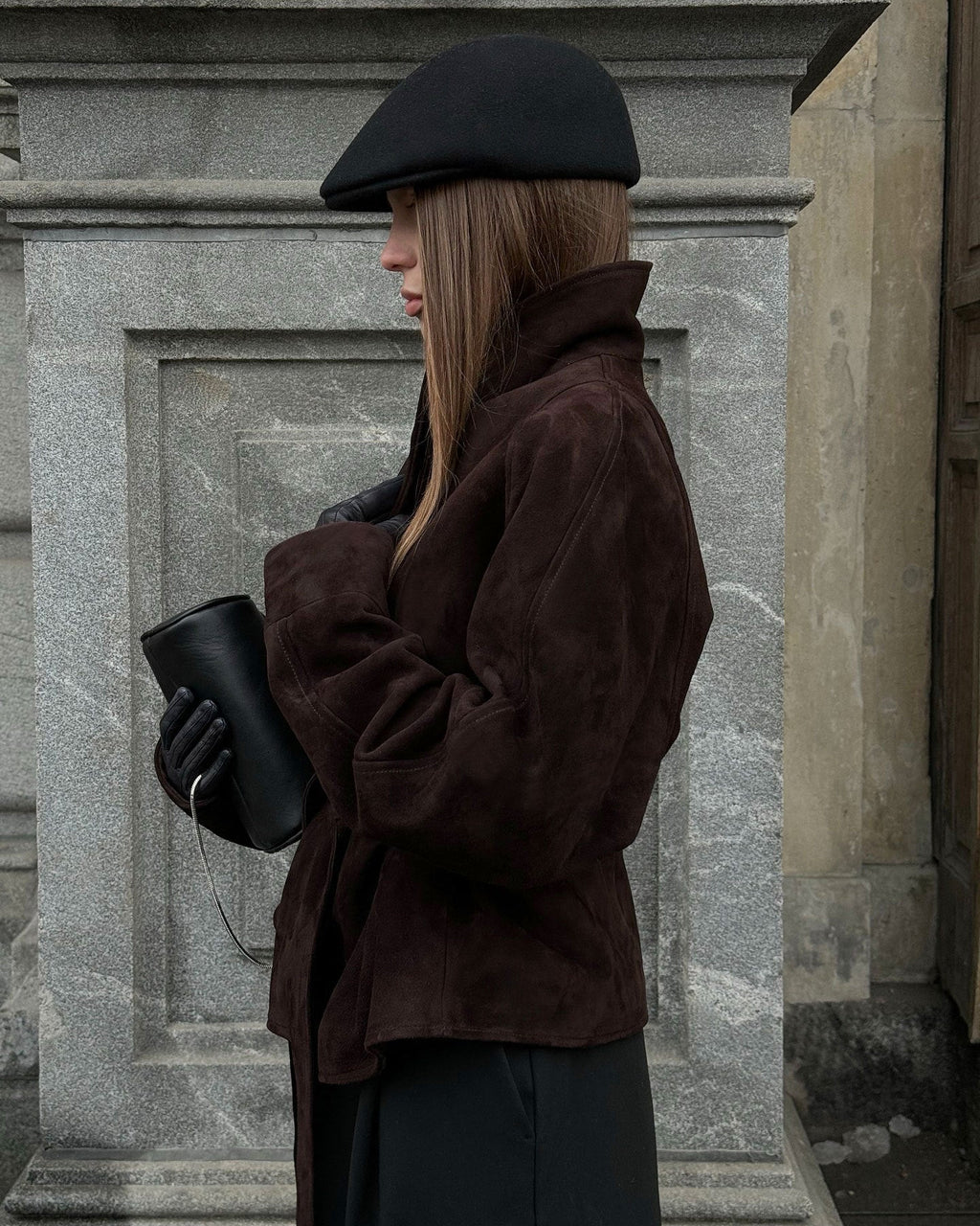 Jacke Damen braun tailliert mit Gürtel - 8 - Atelier-Zofia