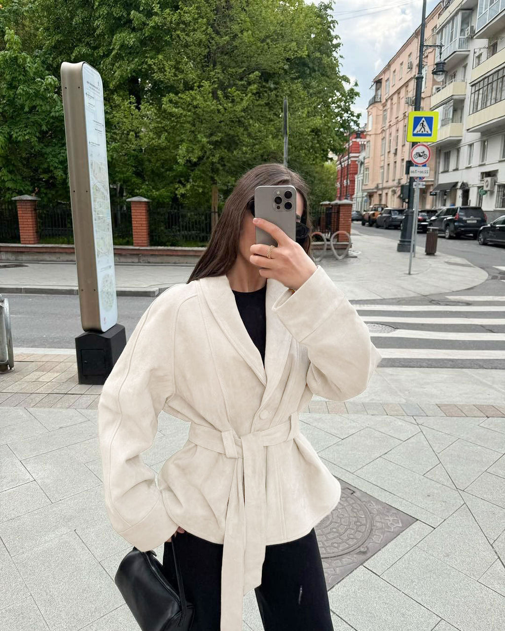 Jacke Damen braun tailliert mit Gürtel - 11 - Atelier-Zofia
