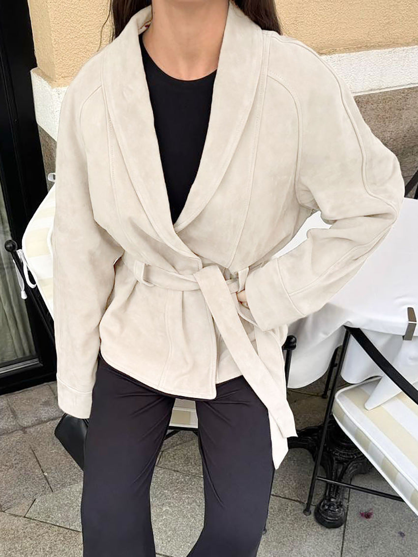 Jacke Damen braun tailliert mit Gürtel - 12 - Atelier-Zofia