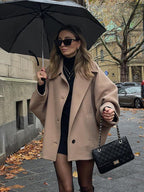 Jacke Damen beige Oversized mit breitem Revers - 3 - Atelier-Zofia