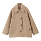 Jacke Damen beige Oversized mit breitem Revers - 4 - Atelier-Zofia