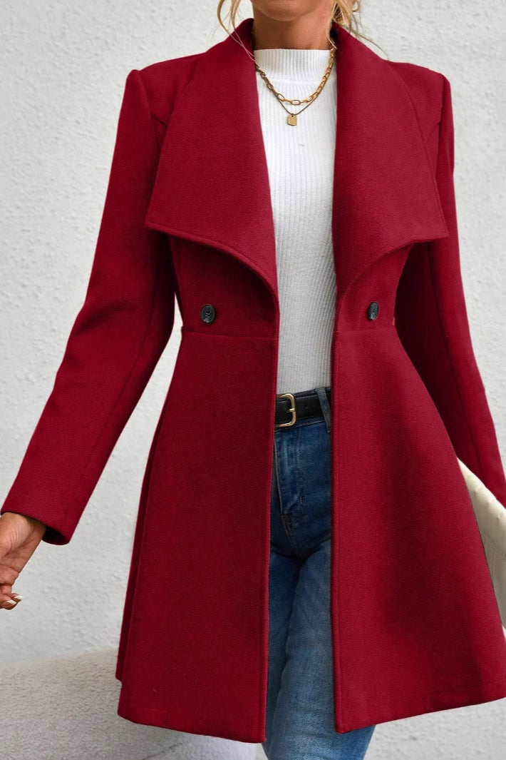 Mantel Damen schwarz tailliert mit Wasserfallkragen - 9 - Atelier-Zofia