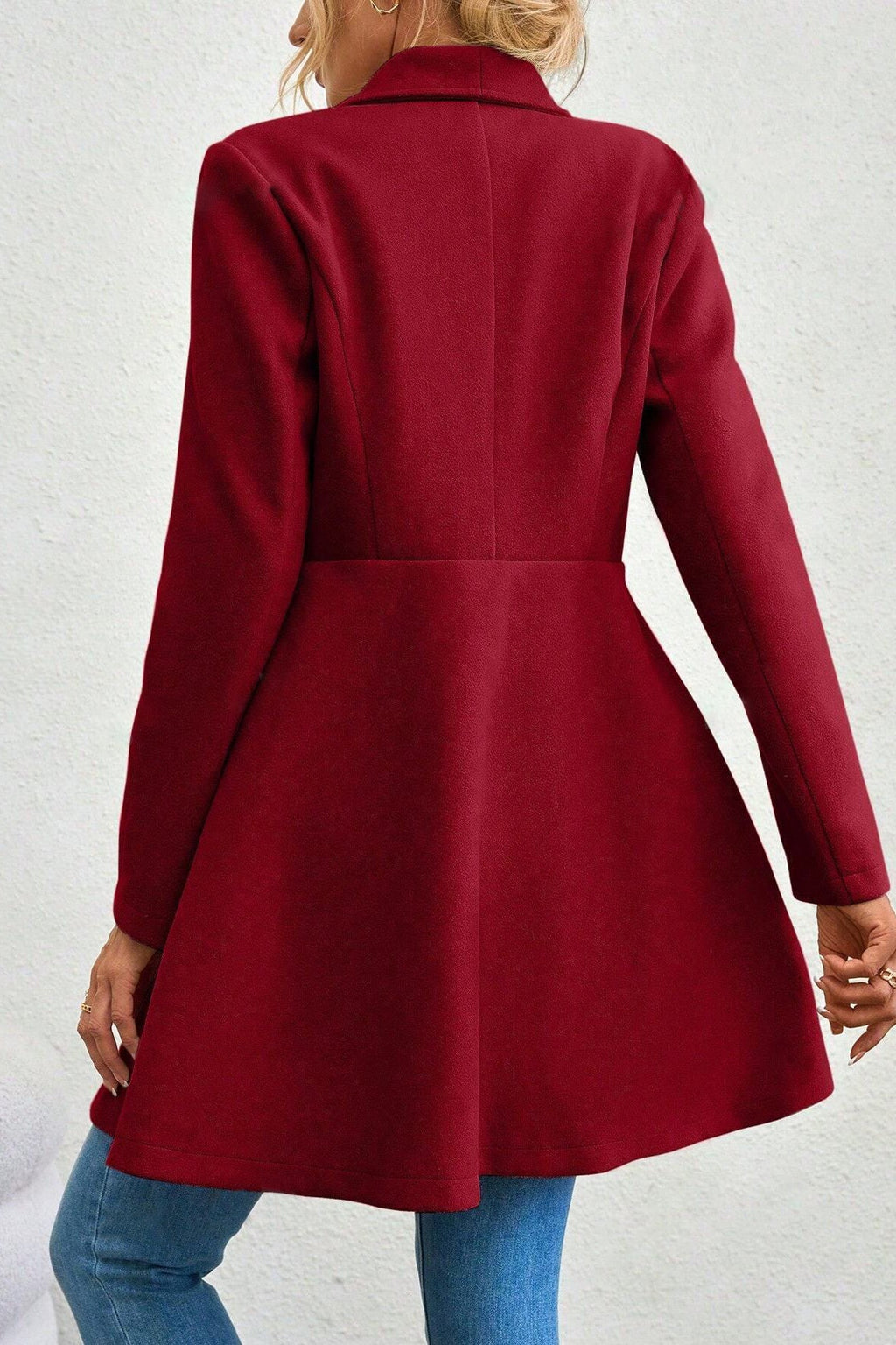 Mantel Damen schwarz tailliert mit Wasserfallkragen - 12 - Atelier-Zofia