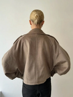Damen Jacke grau im lässigen Oversized-Schnitt mit hohem Kragen - 6 - Atelier-Zofia