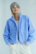 Jacket Damen blau oversize mit hohem Kragen - 1 - Atelier-Zofia