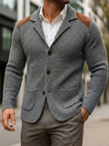 Blazer Herren grau tailliert mit Lederakzenten - 3 - Atelier-Zofia