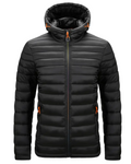 Jacke Herren schwarz tailliert mit Kapuze und Reißverschluss - 1 - Atelier-Zofia