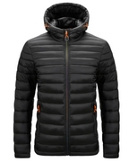 Jacke Herren schwarz tailliert mit Kapuze und Reißverschluss - 1 - Atelier-Zofia