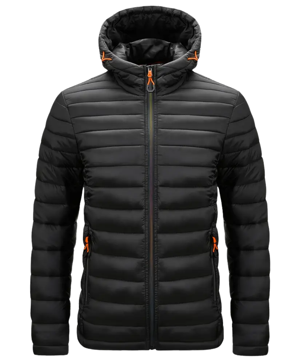Jacke Herren schwarz tailliert mit Kapuze und Reißverschluss - 1 - Atelier-Zofia
