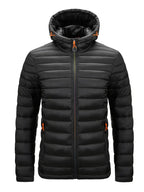 Jacke Herren schwarz tailliert mit Kapuze und Reißverschluss - 2 - Atelier-Zofia