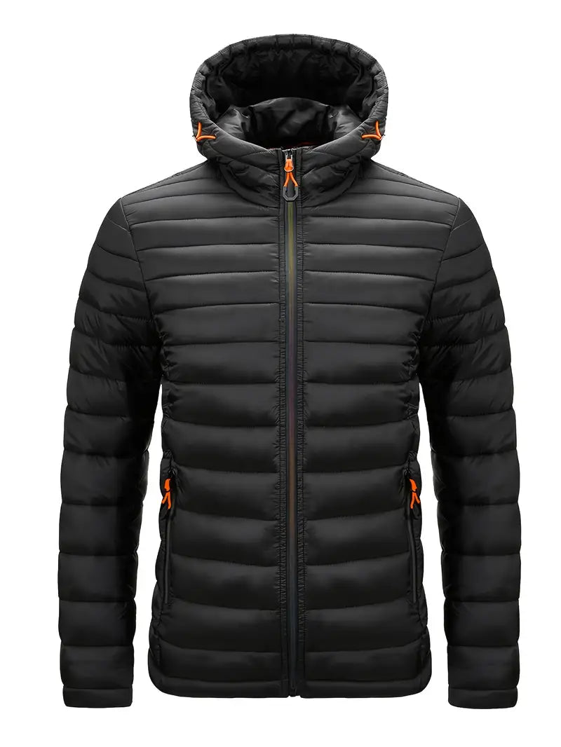 Jacke Herren schwarz tailliert mit Kapuze und Reißverschluss - 2 - Atelier-Zofia