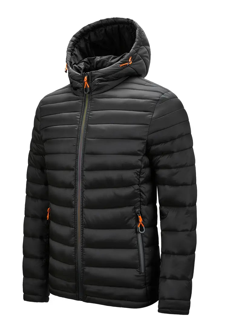 Jacke Herren schwarz tailliert mit Kapuze und Reißverschluss - 14 - Atelier-Zofia