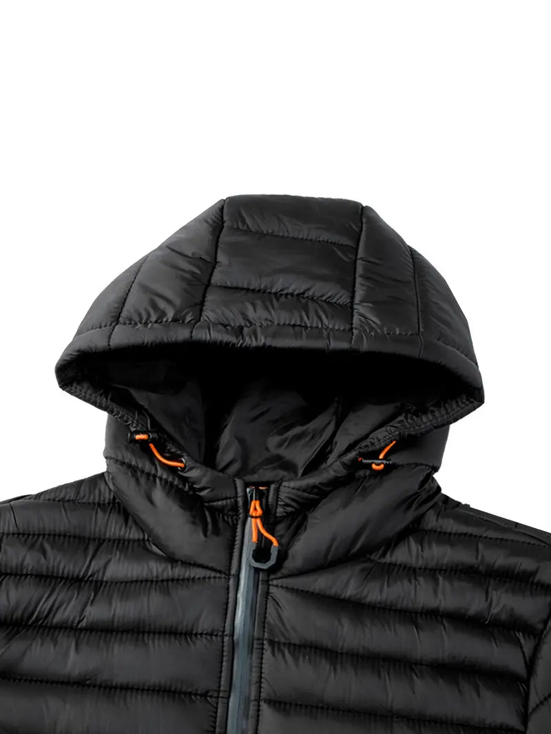 Jacke Herren schwarz tailliert mit Kapuze und Reißverschluss - 16 - Atelier-Zofia