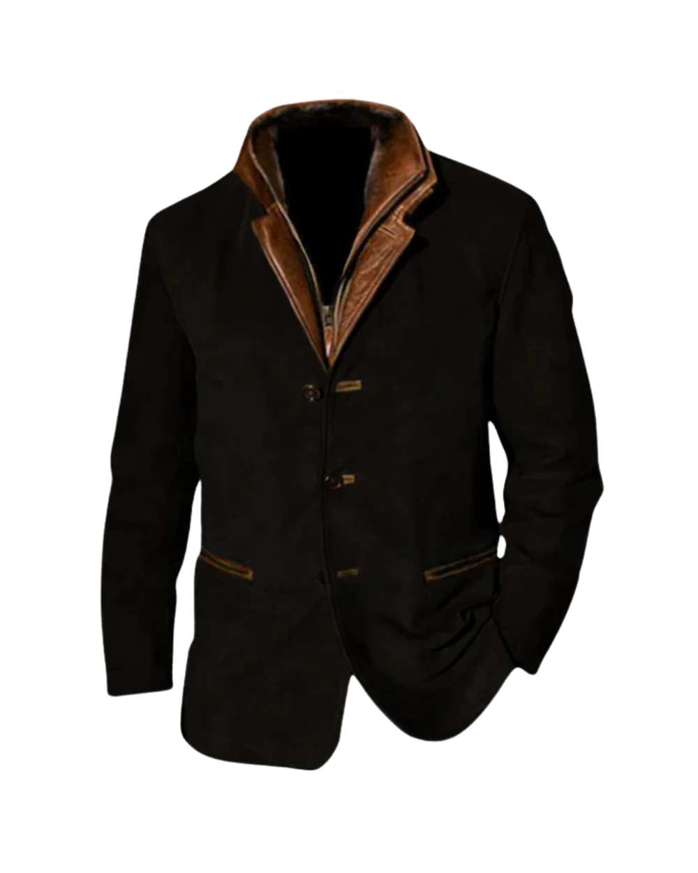 Jacket Herren schwarz tailliert mit auffälligem Kragen - 1 - Atelier-Zofia