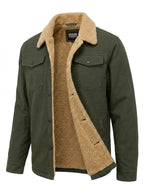 Jacket Men schwarz bequem mit Teddyfell-Kragen - 7 - Atelier-Zofia