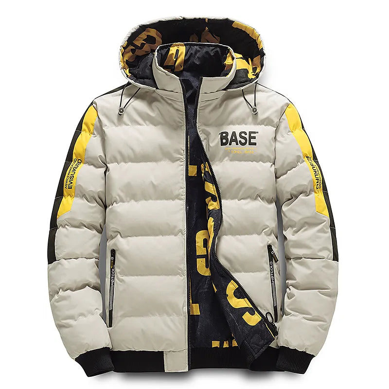 Winterjacke Herren gelb mit Kapuze und praktischen Taschen - 2 - Atelier-Zofia