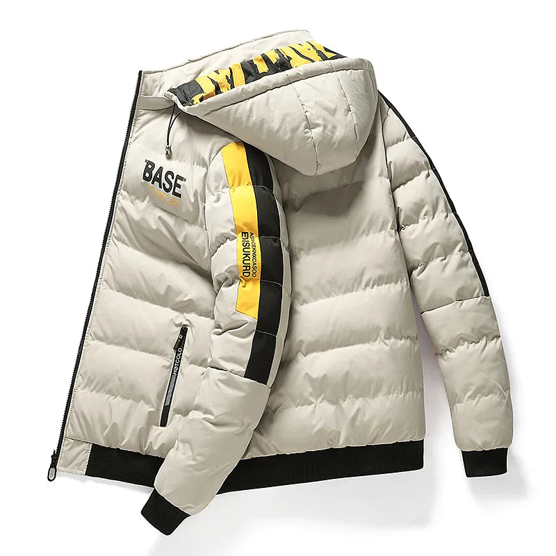 Winterjacke Herren gelb mit Kapuze und praktischen Taschen - 3 - Atelier-Zofia