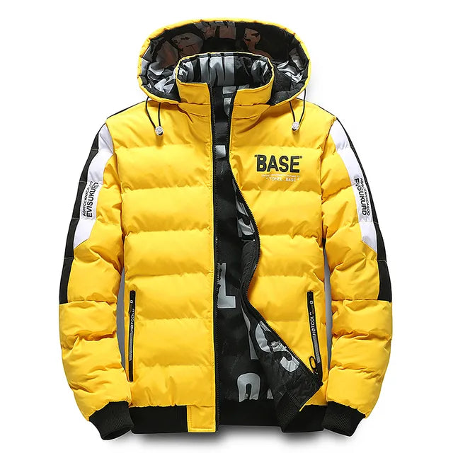 Winterjacke Herren gelb mit Kapuze und praktischen Taschen - 5 - Atelier-Zofia