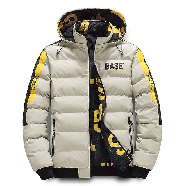Winterjacke Herren gelb mit Kapuze und praktischen Taschen - 6 - Atelier-Zofia