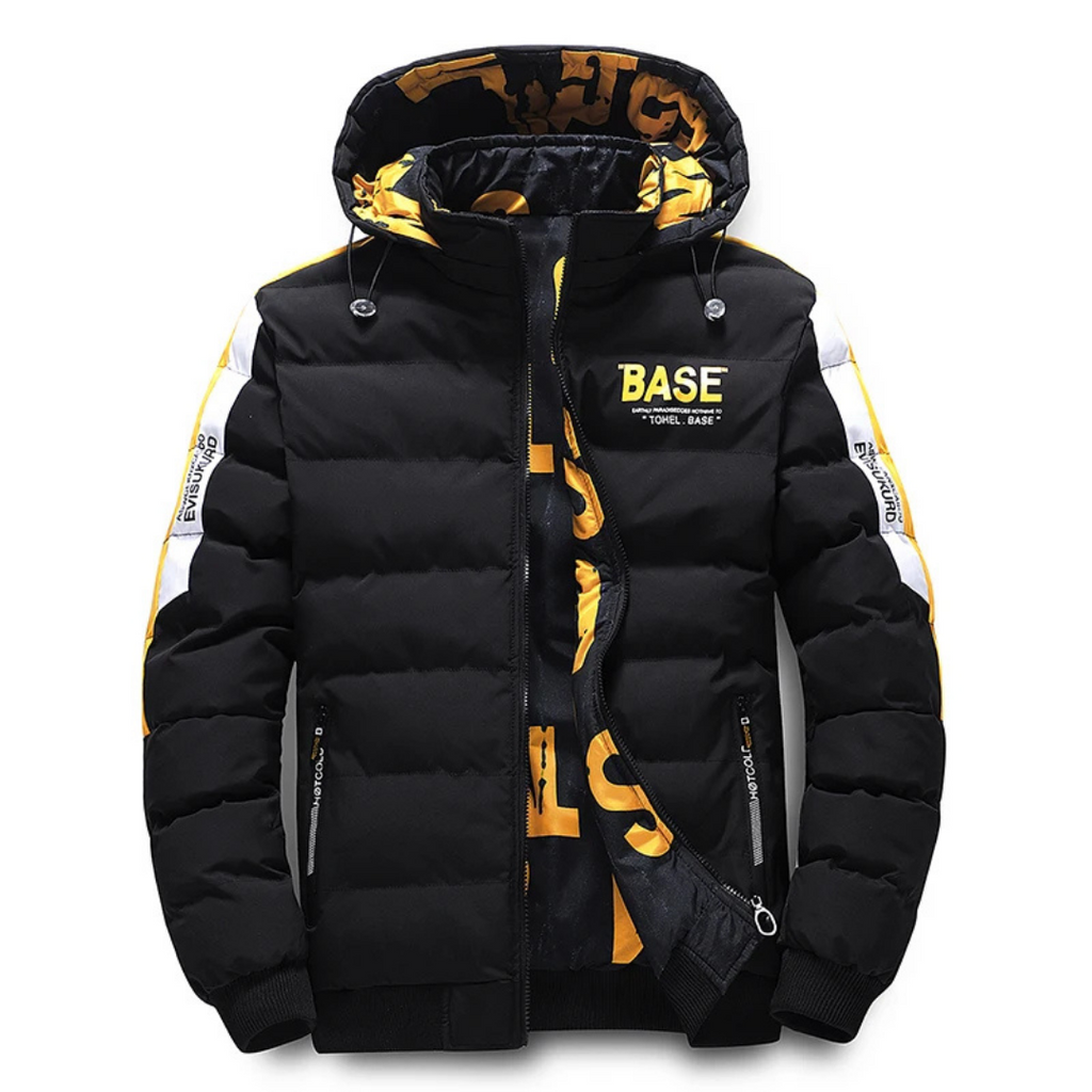 Winterjacke Herren gelb mit Kapuze und praktischen Taschen - 8 - Atelier-Zofia