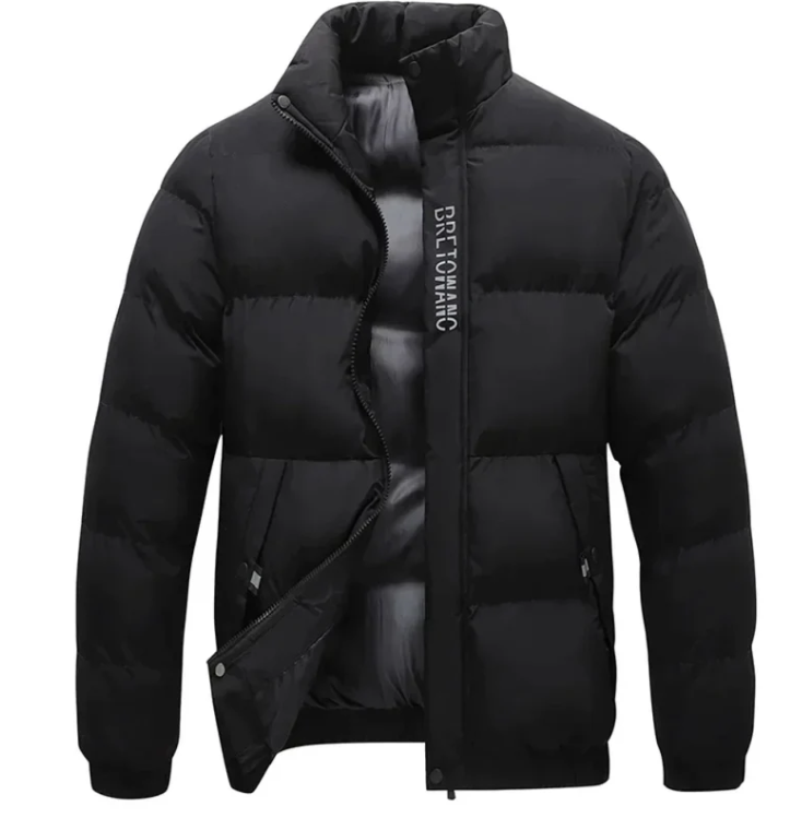 Jacke Herren schwarz tailliert mit Stehkragen und Reißverschluss - 2 - Atelier-Zofia