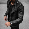 Lederjacke Herren schwarz tailliert mit Reißverschlüssen - 1 - Atelier-Zofia