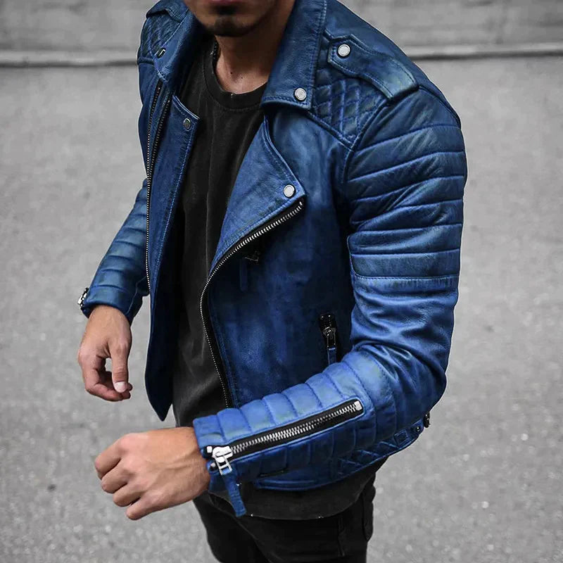 Lederjacke Herren schwarz tailliert mit Reißverschlüssen - 2 - Atelier-Zofia