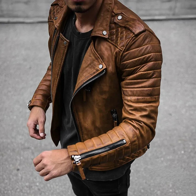 Lederjacke Herren schwarz tailliert mit Reißverschlüssen - 3 - Atelier-Zofia