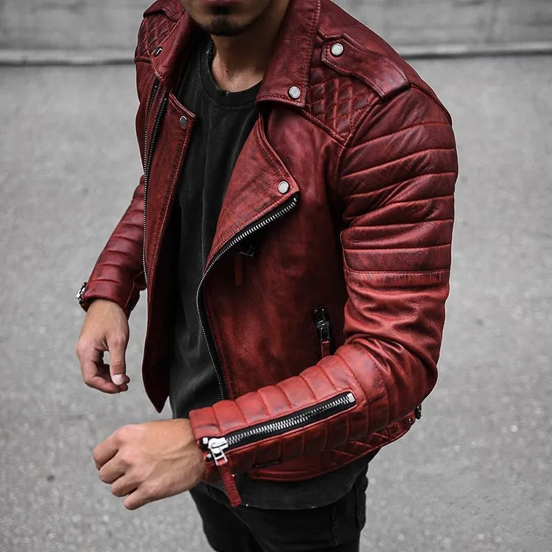 Lederjacke Herren schwarz tailliert mit Reißverschlüssen - 4 - Atelier-Zofia
