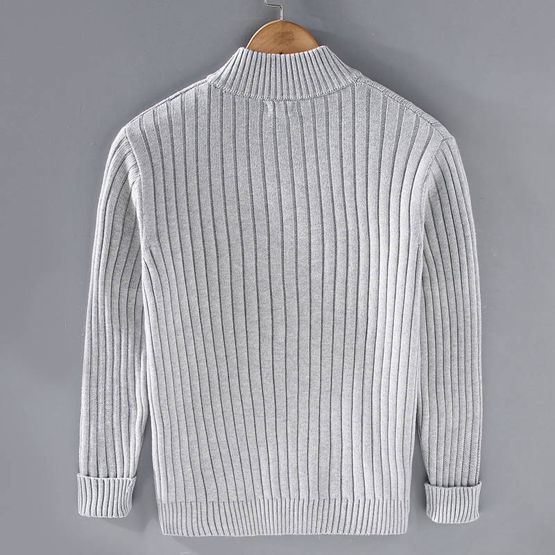 Strickjacke Herren schwarz figurbetont mit Stehkragen - 3 - Atelier-Zofia