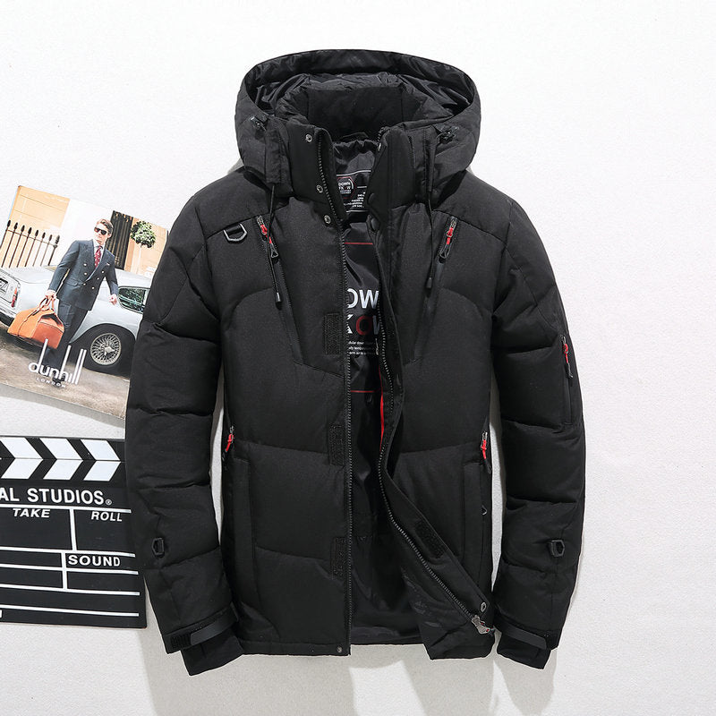 Jacke Herren orange tailliert mit Kapuze und praktischen Taschen - 3 - Atelier-Zofia