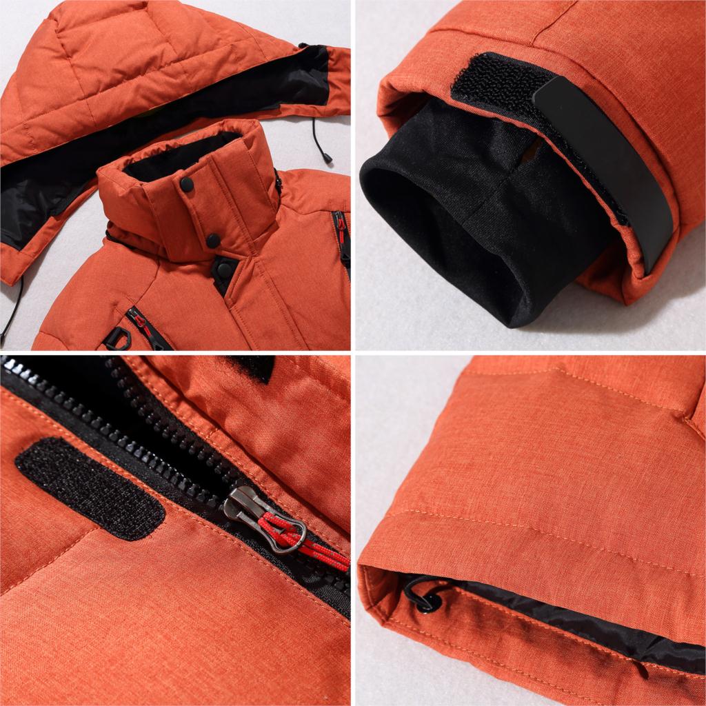 Jacke Herren orange tailliert mit Kapuze und praktischen Taschen - 5 - Atelier-Zofia
