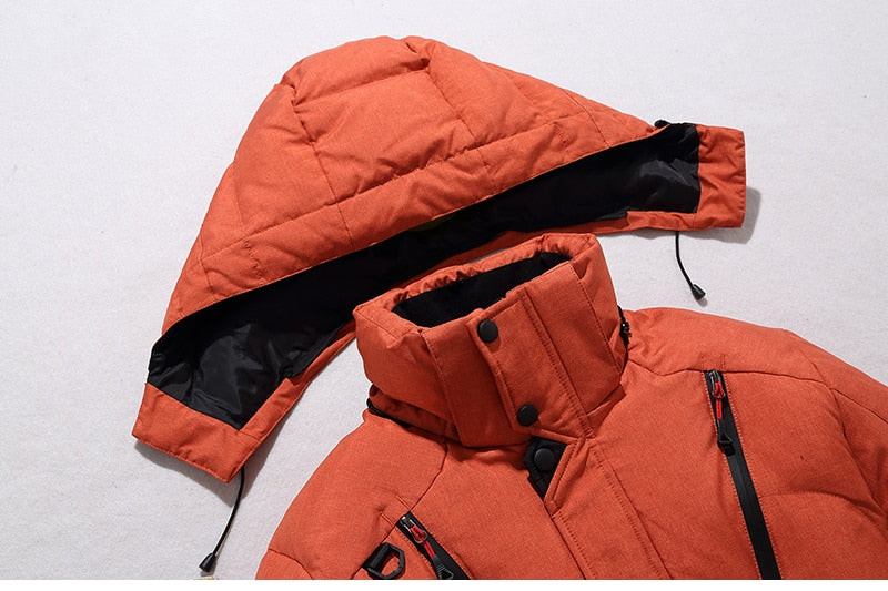 Jacke Herren orange tailliert mit Kapuze und praktischen Taschen - 8 - Atelier-Zofia