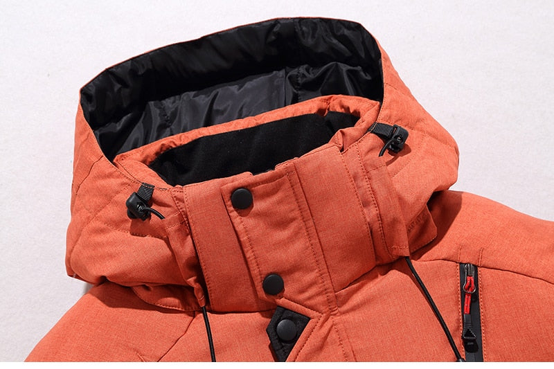 Jacke Herren orange tailliert mit Kapuze und praktischen Taschen - 20 - Atelier-Zofia