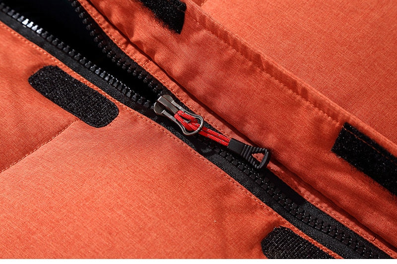 Jacke Herren orange tailliert mit Kapuze und praktischen Taschen - 23 - Atelier-Zofia