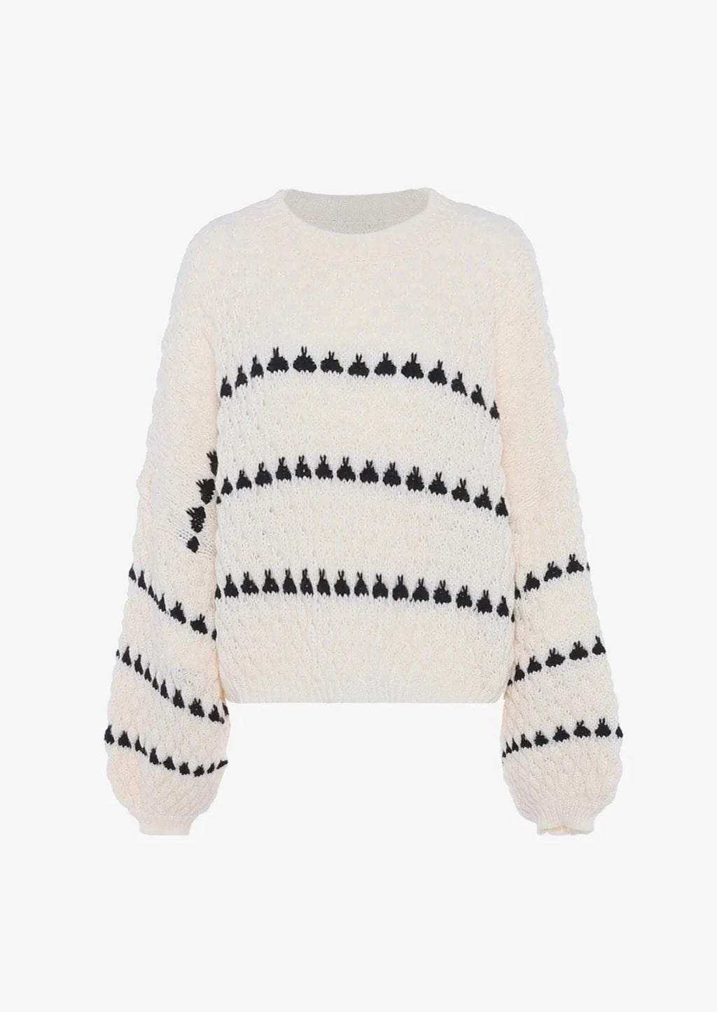 Pullover Damen creme oversized mit langen Ärmeln und gemustert - 5 - Atelier-Zofia