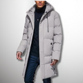 Jacket Men grau lang mit Kapuze und praktischen Taschen - 1 - Atelier-Zofia